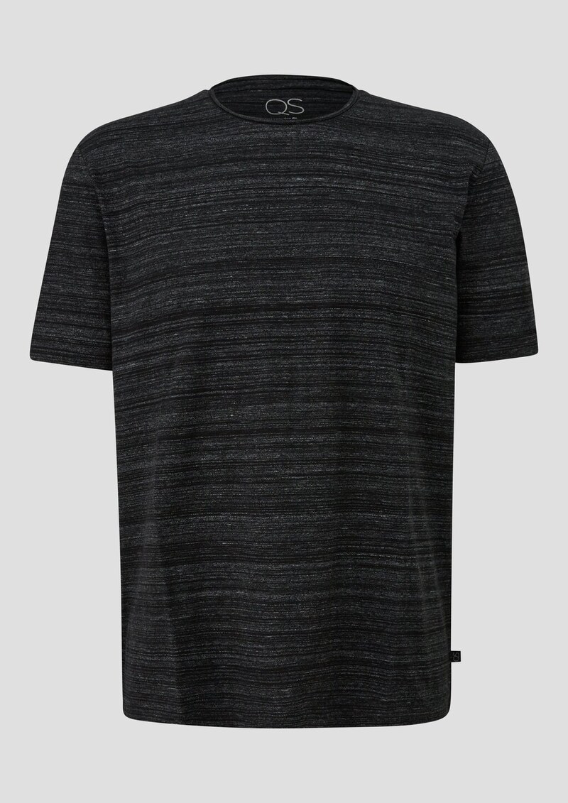 Baumwollshirt mit Melangeeffekt und Rollkante