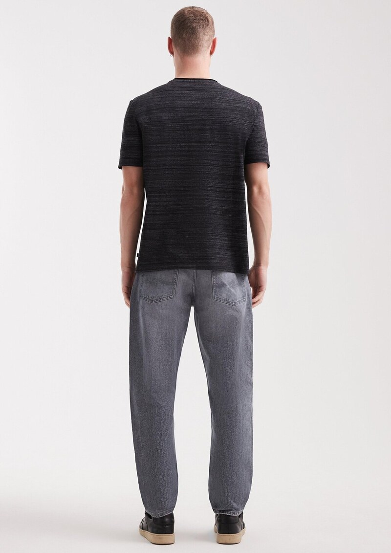 Baumwollshirt mit Melangeeffekt und Rollkante