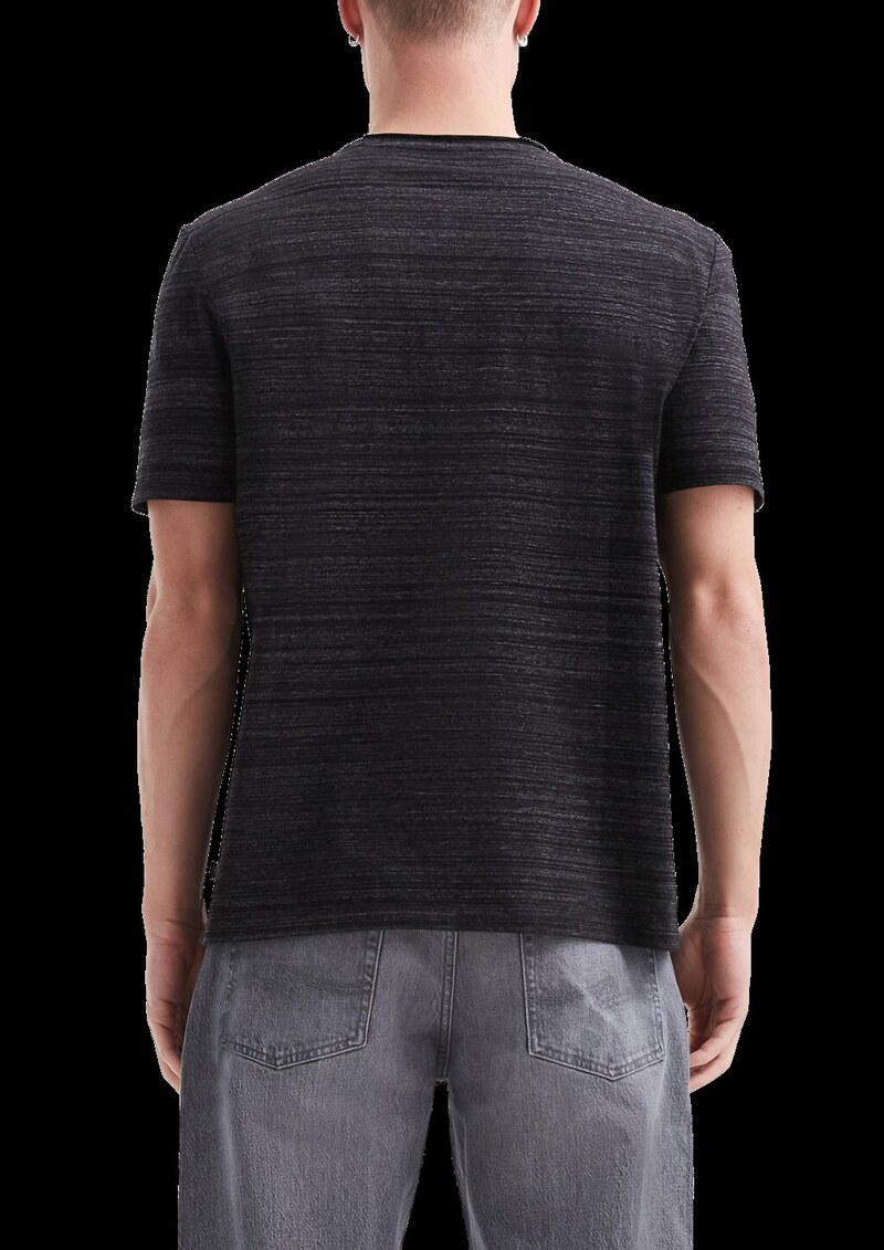 Baumwollshirt mit Melangeeffekt und Rollkante