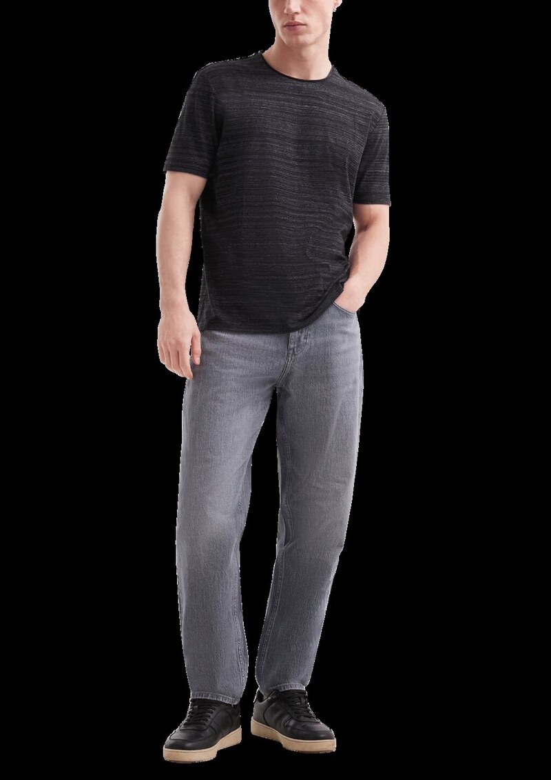 Baumwollshirt mit Melangeeffekt und Rollkante