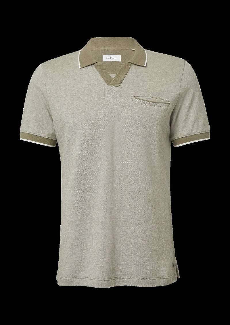 Poloshirt aus zweifarbigem Piqué mit Brusttasche