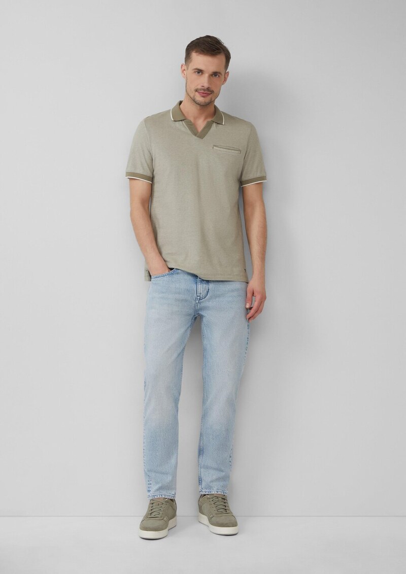 Poloshirt aus zweifarbigem Piqué mit Brusttasche