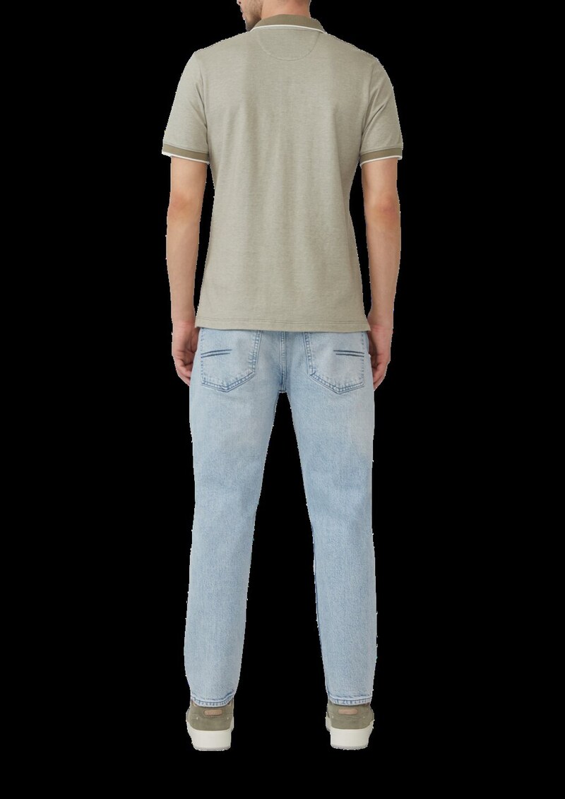 Poloshirt aus zweifarbigem Piqué mit Brusttasche