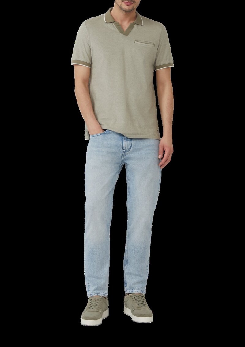 Poloshirt aus zweifarbigem Piqué mit Brusttasche