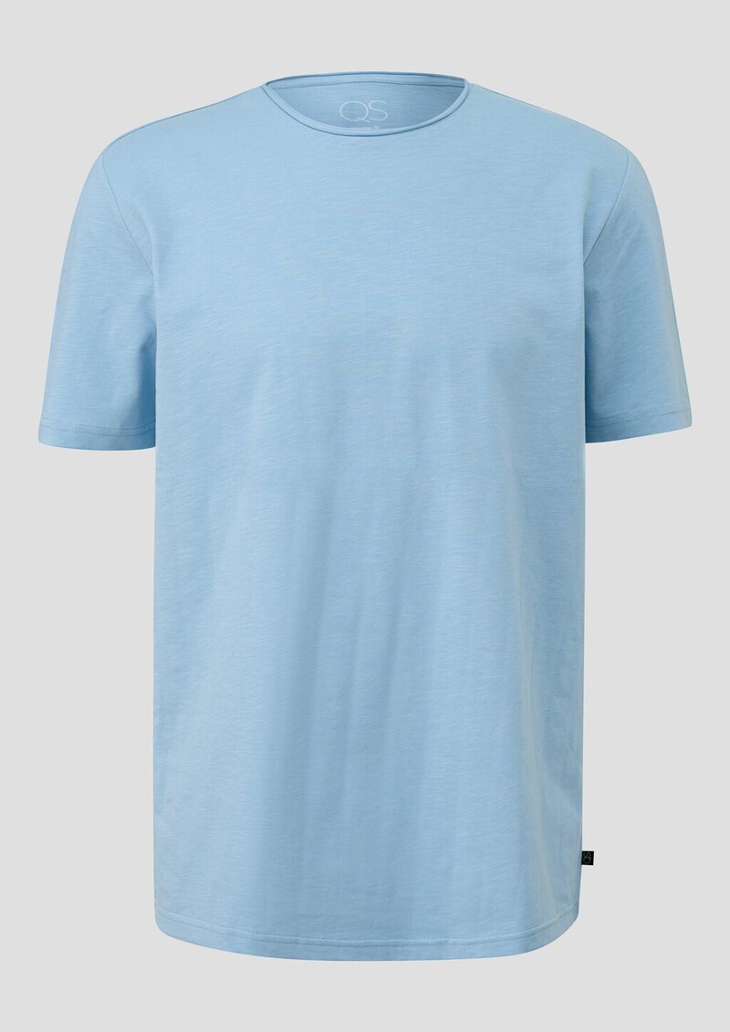 Baumwollshirt mit Rollkante und Flammgarnstruktur