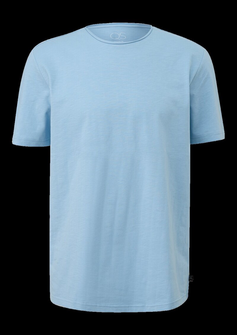 Baumwollshirt mit Rollkante und Flammgarnstruktur