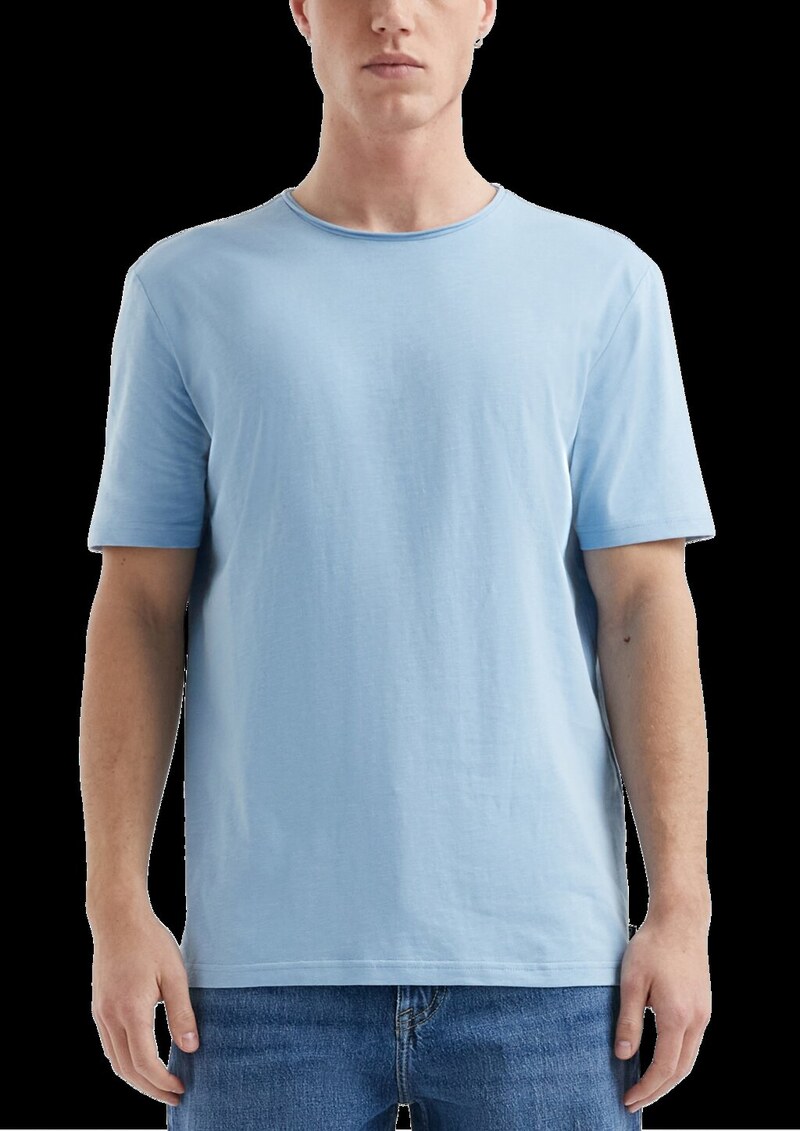 Baumwollshirt mit Rollkante und Flammgarnstruktur