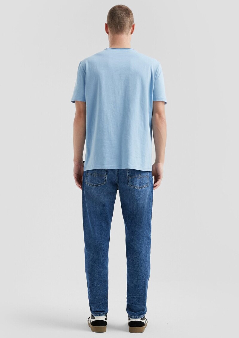 Baumwollshirt mit Rollkante und Flammgarnstruktur