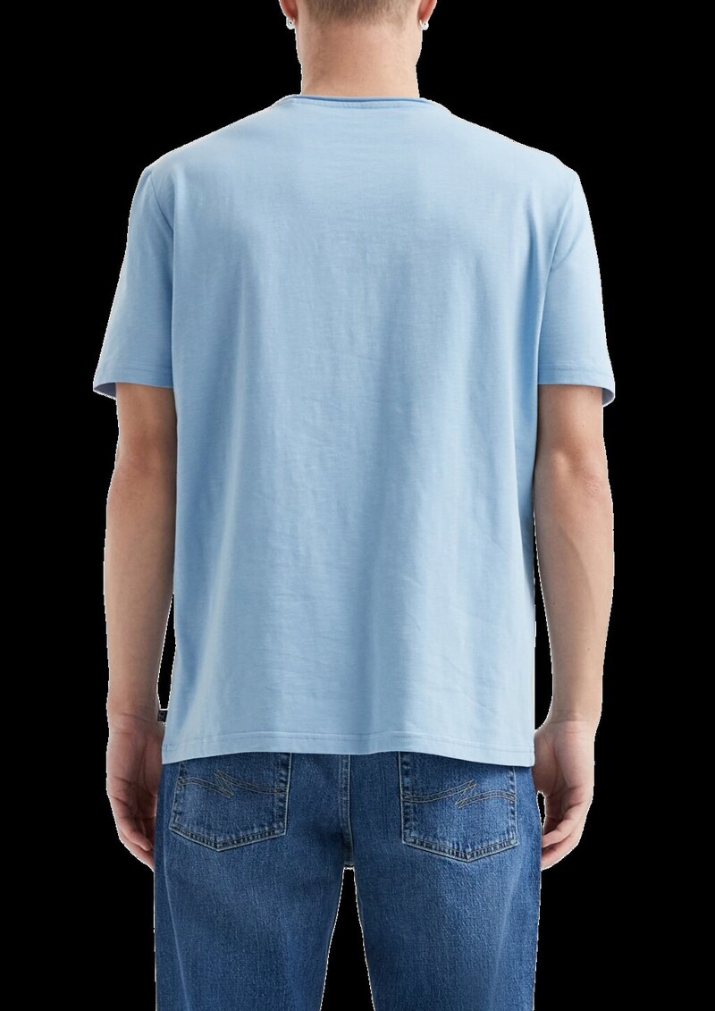 Baumwollshirt mit Rollkante und Flammgarnstruktur