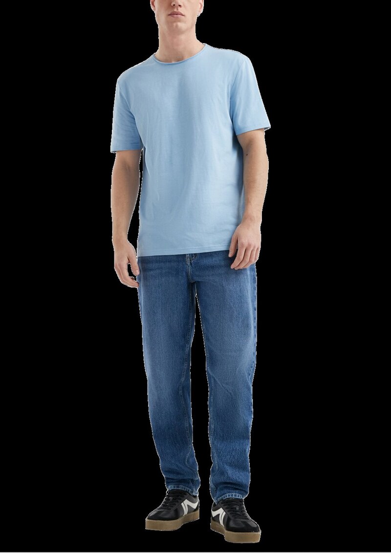 Baumwollshirt mit Rollkante und Flammgarnstruktur