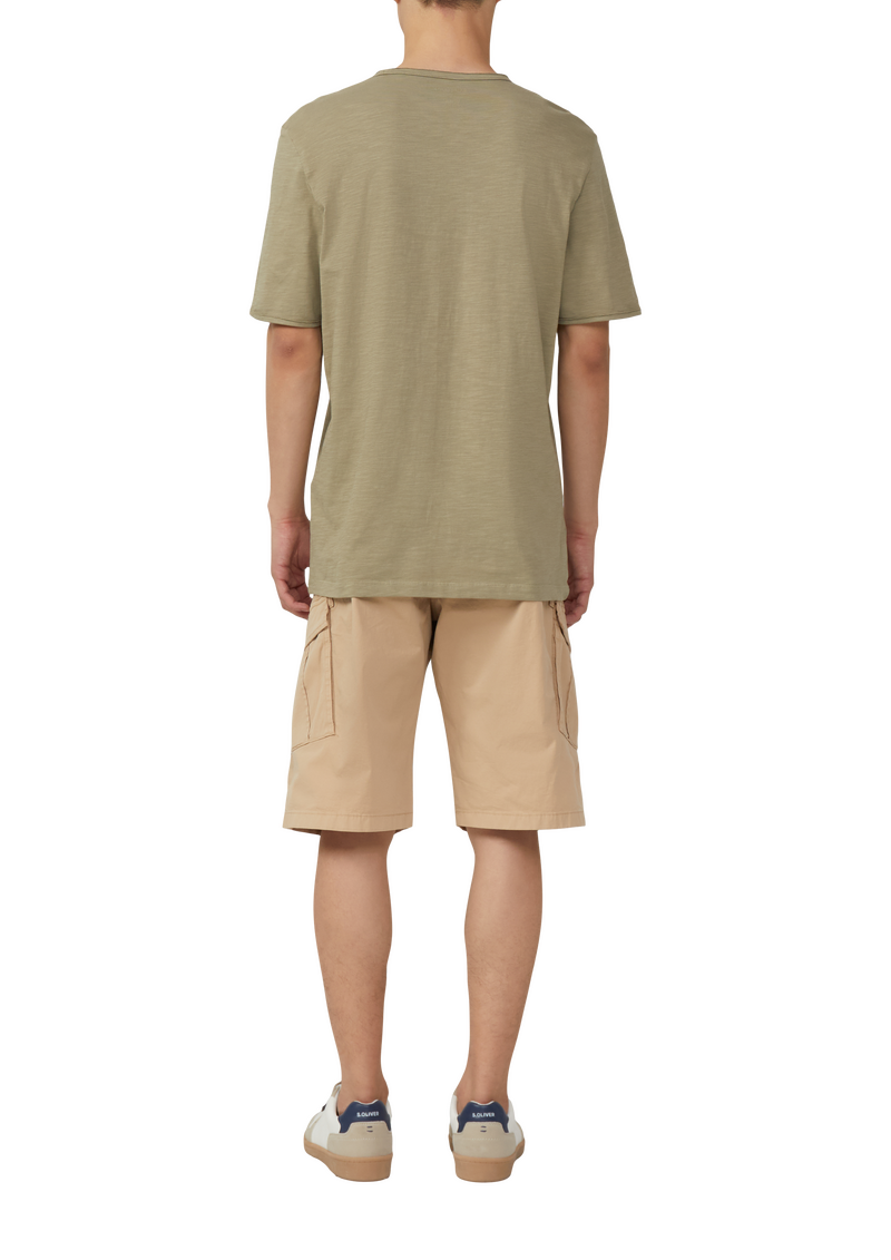 Flammgarn-T-Shirt mit Brusttasche und offenen Kanten