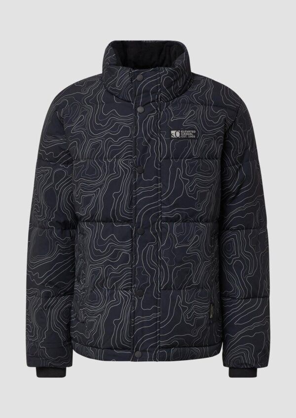 Pufferjacke mit All-over-Print und Cord-Innenkragen