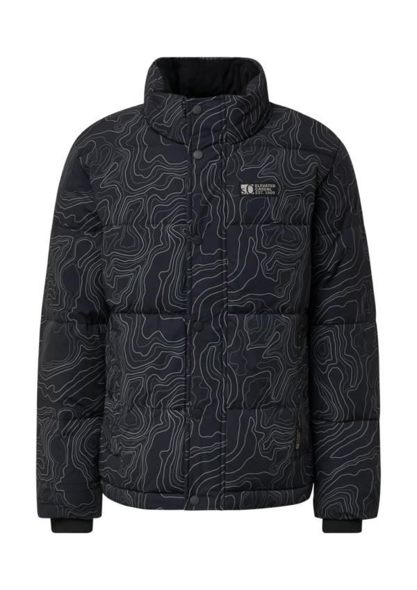 Pufferjacke mit All-over-Print und Cord-Innenkragen