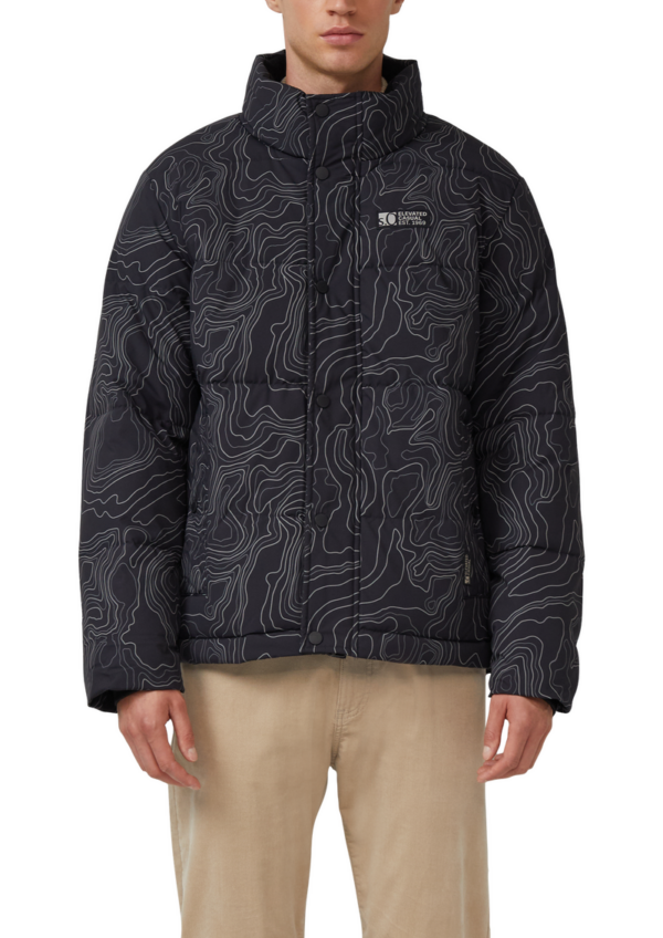 Pufferjacke mit All-over-Print und Cord-Innenkragen