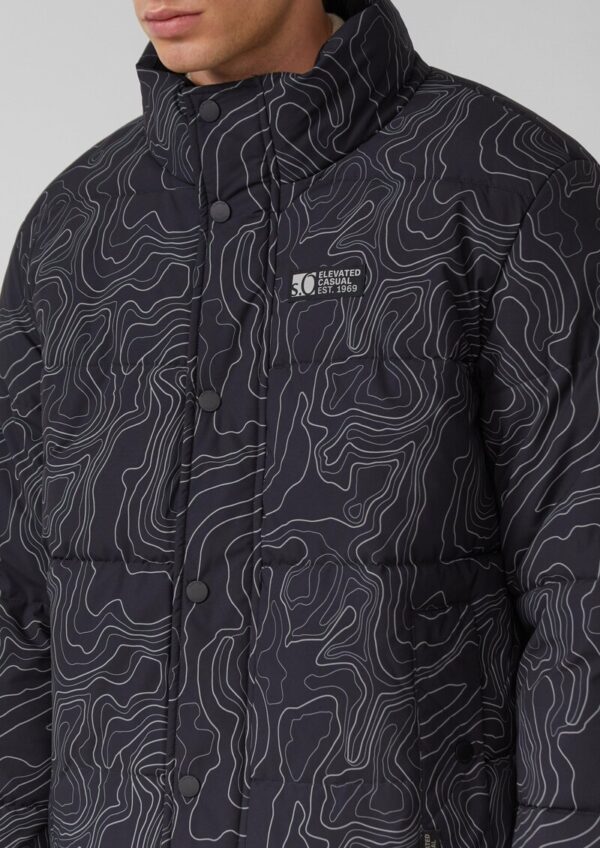 Pufferjacke mit All-over-Print und Cord-Innenkragen