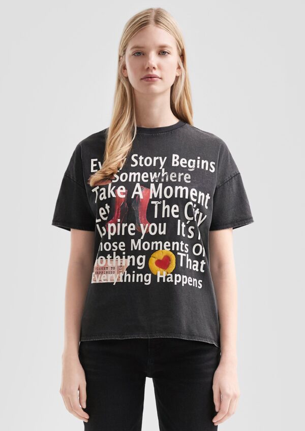 Shirt in gewaschener Optik mit Frontprint