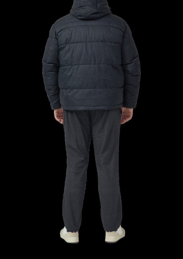 Melierte Pufferjacke mit abnehmbarem Kunstpelz-Innenkragen