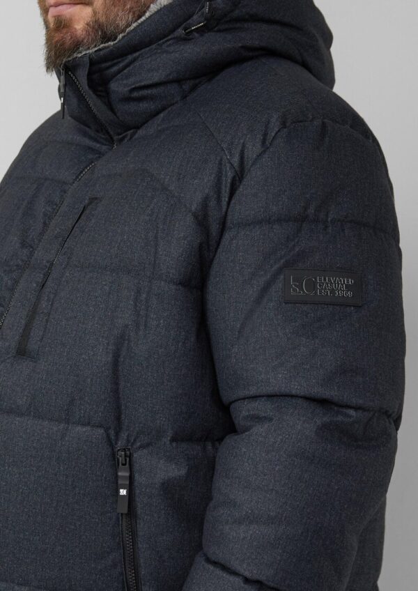 Melierte Pufferjacke mit abnehmbarem Kunstpelz-Innenkragen