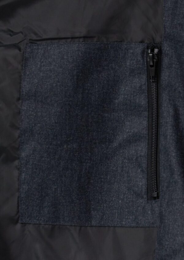 Melierte Pufferjacke mit abnehmbarem Kunstpelz-Innenkragen