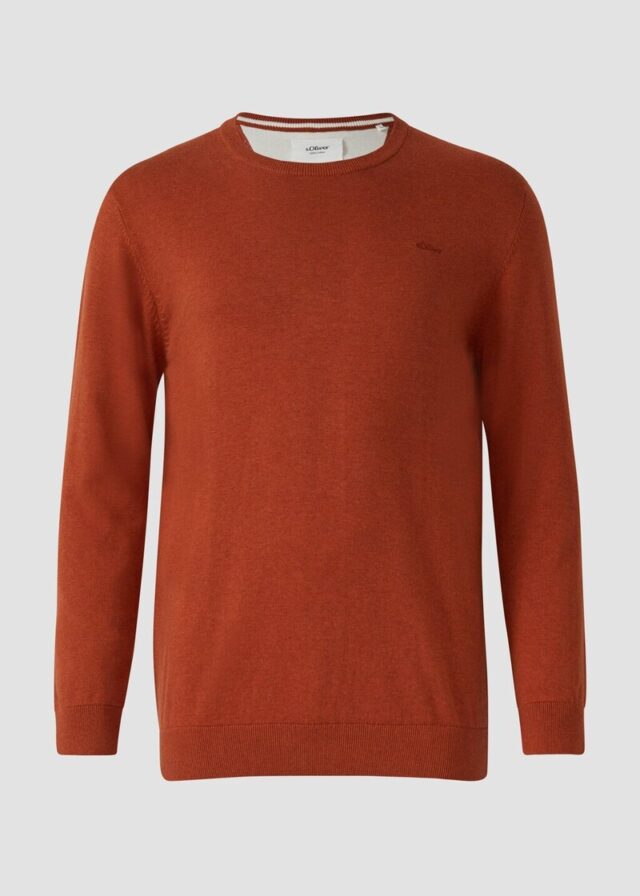 Baumwollpullover mit Logo-Stickerei