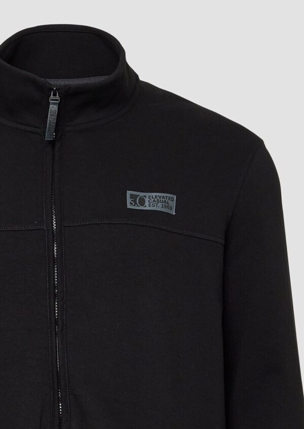 Sweatjacke aus Baumwollmix mit Stehkragen