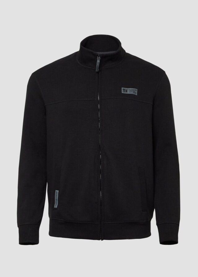 Sweatjacke aus Baumwollmix mit Stehkragen