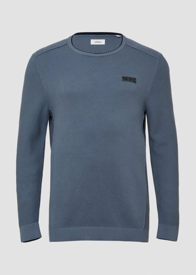 Strickpullover aus Baumwolle mit Struktur