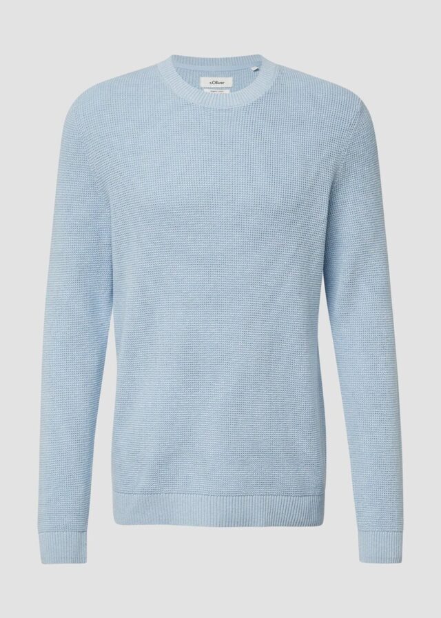 Strickpullover mit Crew Neck und Strukturmuster