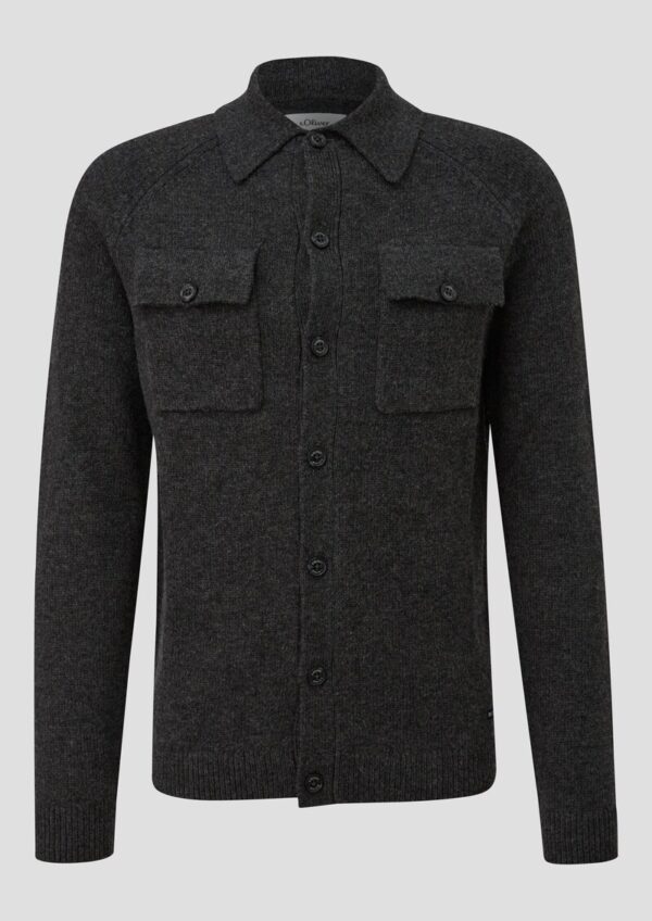 Wollmix-Cardigan im Overshirt-Style