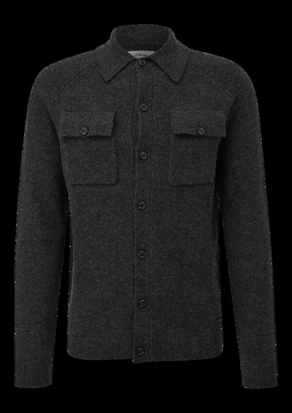 Wollmix-Cardigan im Overshirt-Style