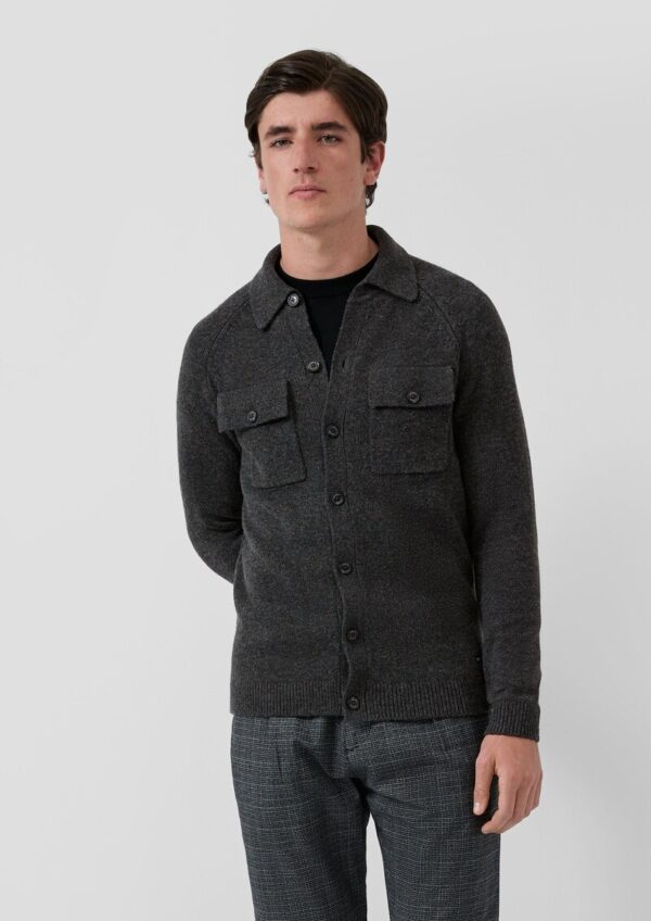 Wollmix-Cardigan im Overshirt-Style
