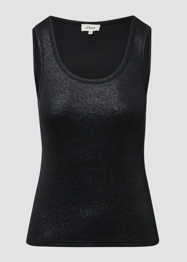 Geripptes Tanktop in Glitzer-Optik