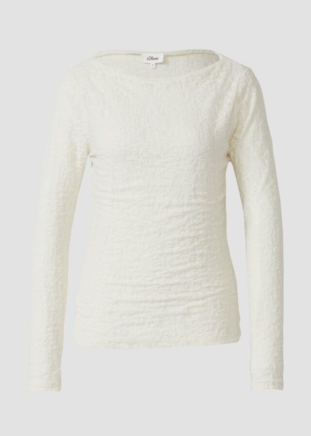 Semitransparentes Langarmshirt aus weicher Jersey-Spitze