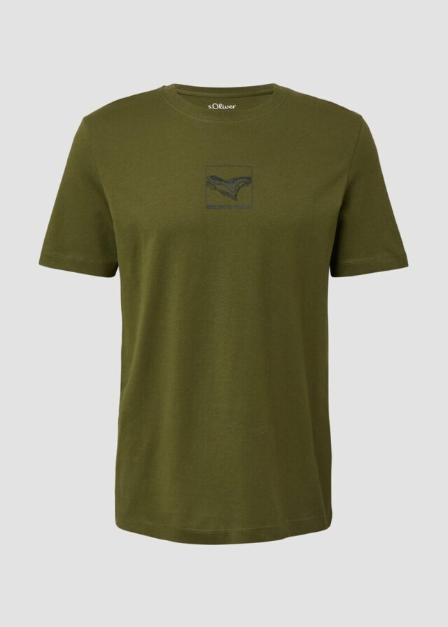 Baumwoll-T-Shirt mit Crew Neck und Front-Print