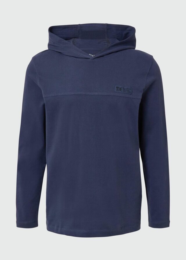 Kapuzen-Longsleeve aus Heavy Jersey mit Logo-Detail