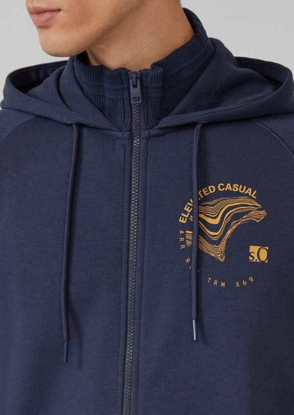 Sweatshirtjacke mit Stehkragen und Kapuze