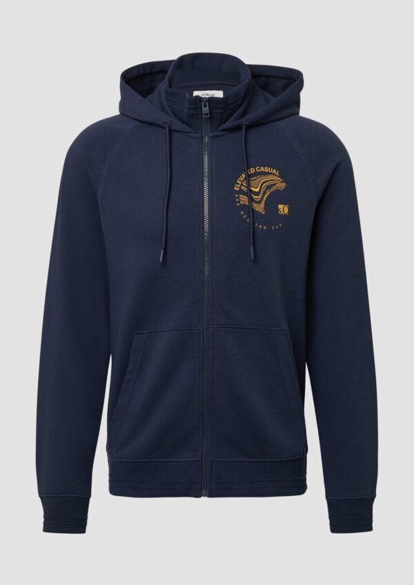 Sweatshirtjacke mit Stehkragen und Kapuze