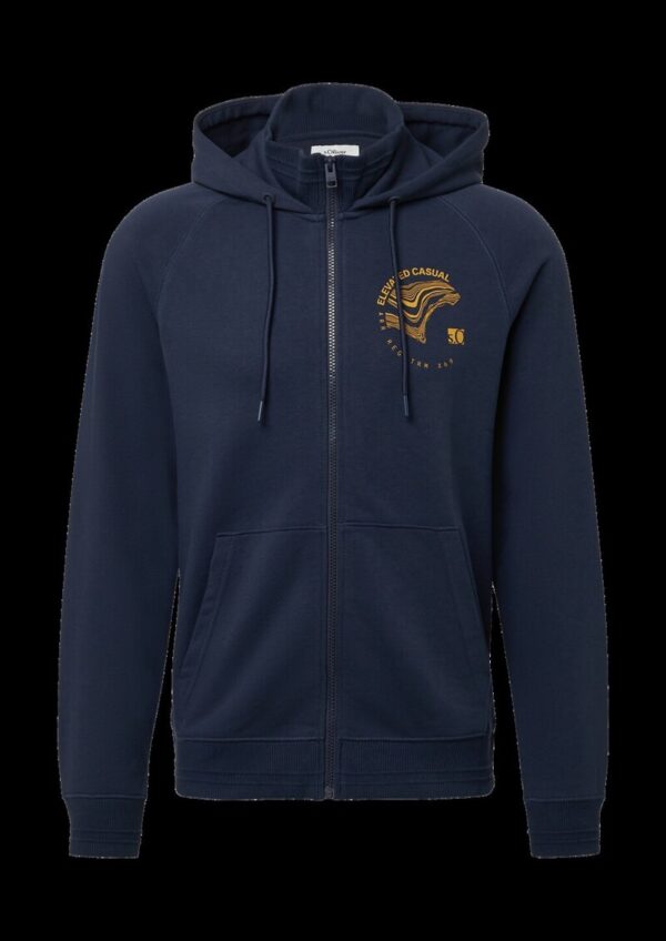 Sweatshirtjacke mit Stehkragen und Kapuze