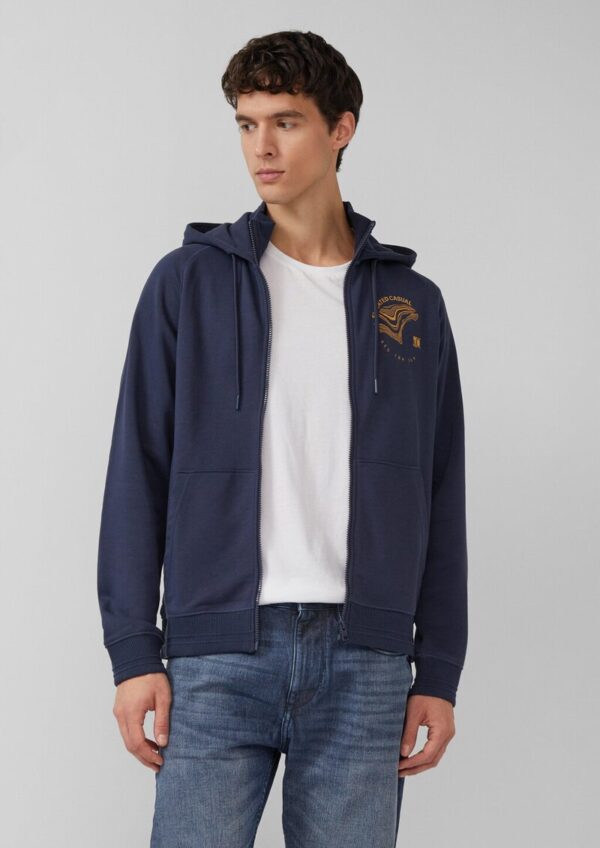 Sweatshirtjacke mit Stehkragen und Kapuze