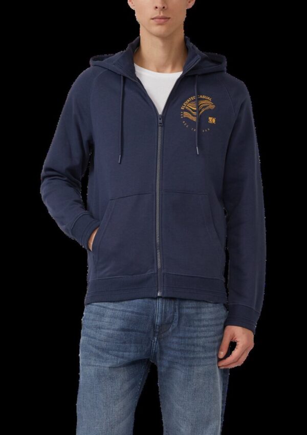 Sweatshirtjacke mit Stehkragen und Kapuze