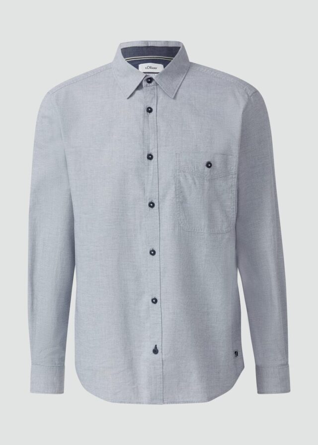 Regular Fit: Strukturiertes Hemd mit Brusttasche