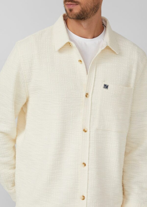 Overshirt mit Struktur-Streifen und Kentkragen