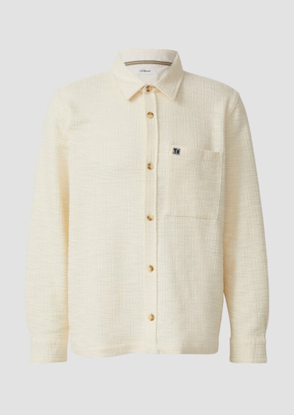 Overshirt mit Struktur-Streifen und Kentkragen