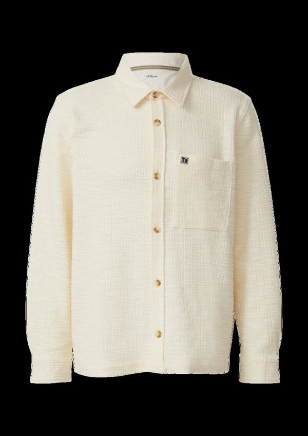 Overshirt mit Struktur-Streifen und Kentkragen