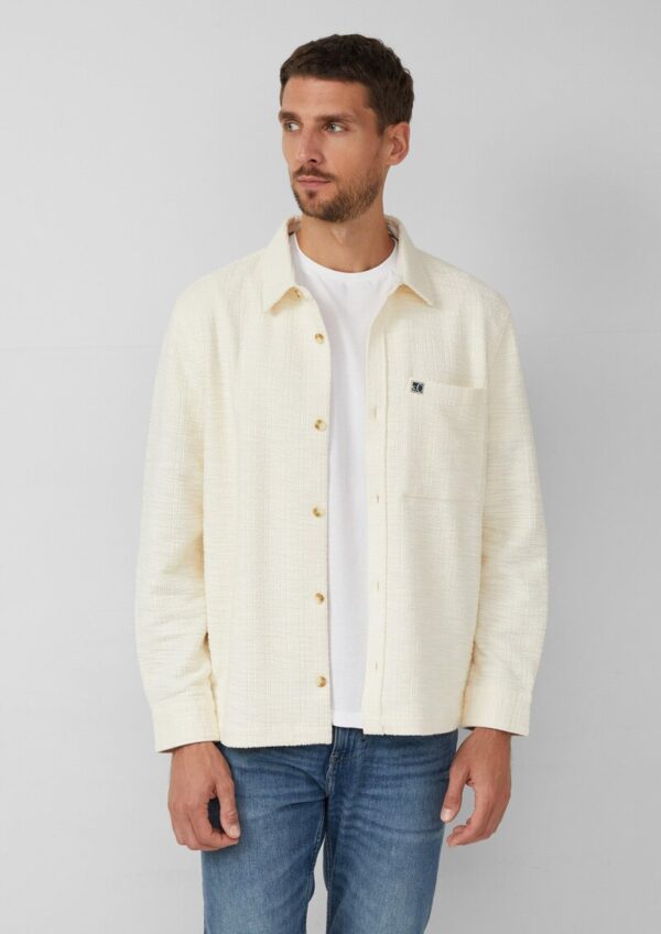 Overshirt mit Struktur-Streifen und Kentkragen