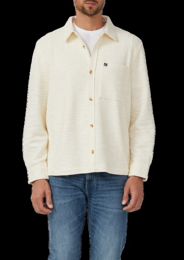 Overshirt mit Struktur-Streifen und Kentkragen