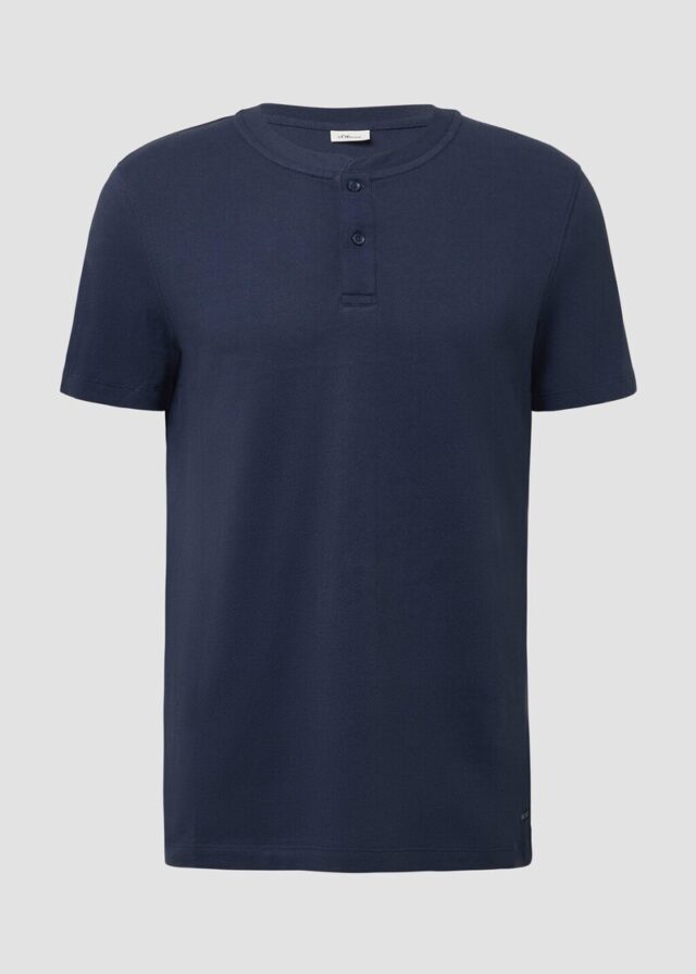 Shirt mit Henleyausschnitt und Fischgrät-Struktur