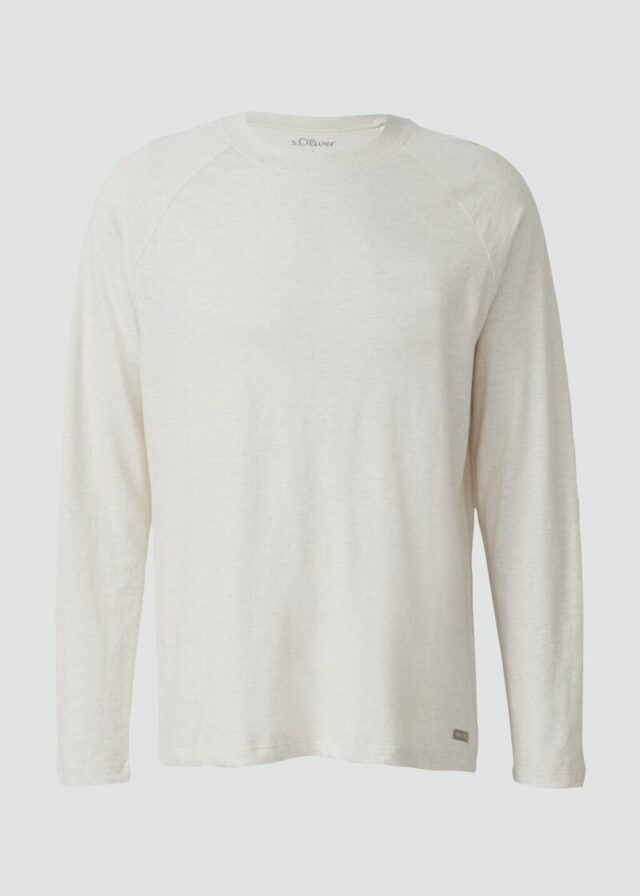 Meliertes Longsleeve aus reiner Baumwolle mit Raglanarm