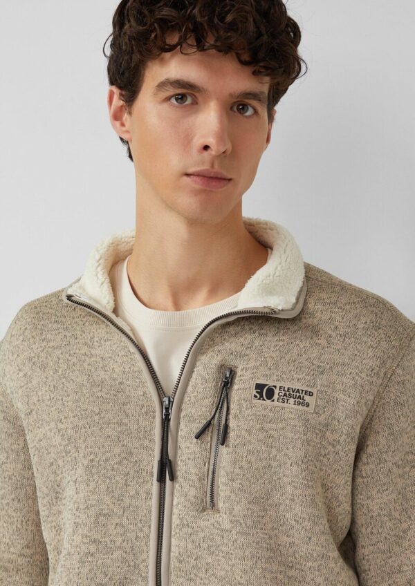 Sweatjacke mit Teddy-Plüsch-Futter in Strick-Optik