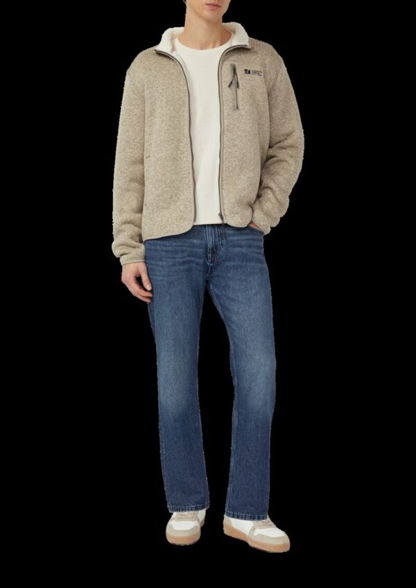 Sweatjacke mit Teddy-Plüsch-Futter in Strick-Optik